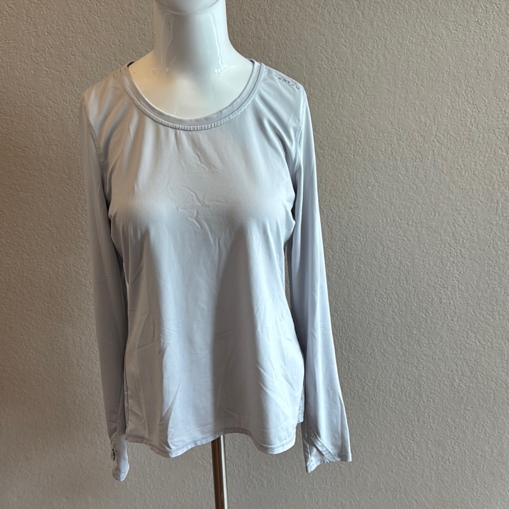 Soybu Fitted Gray Blouse with Full Sleeves size small